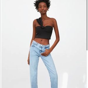 Zara asymmetrical black corset top